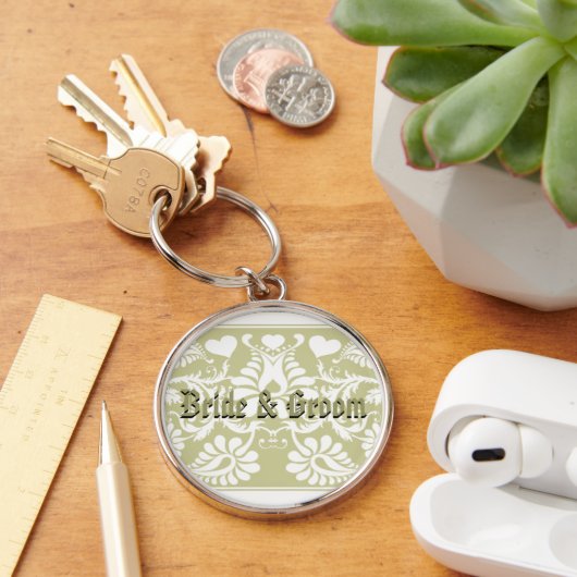 Witte Vintage Bloemige Trouwgunsten Sleutelhanger (Bureau)