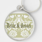 Witte Vintage Bloemige Trouwgunsten Sleutelhanger (Voorkant)