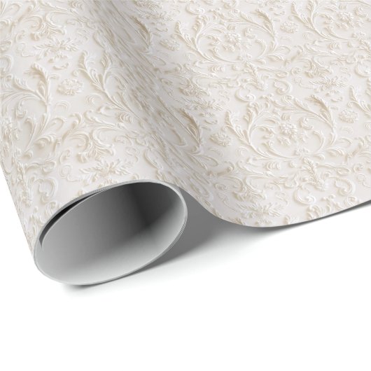 Witte vintage damast coquette inpakpapier (Rol Hoek)