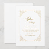 Witte Vintage Gouden Calligrafie Script Iftar Fees Kaart (Voorkant / Achterkant)