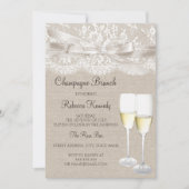 Witte vintage kant champagne brunch uitnodiging (Voorkant)