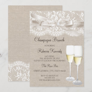 Witte vintage kant champagne brunch uitnodiging