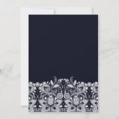 Witte vintage kant Navy Quinceanera uitnodiging (Achterkant)