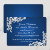 Witte Vintage Kant Save the Date Kaart (Voorkant / Achterkant)