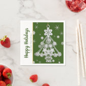 Witte Vintage Kerstboom Ornament Sjabloon Servet (Insitu)