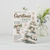Witte vintage kerstfeest uitnodiging (Staand voorkant)