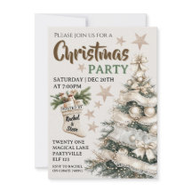 Witte vintage kerstfeest uitnodiging