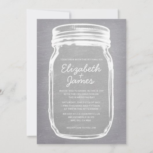 Witte Vintage Mason Jar Wedding Invitations Kaart (Voorkant)