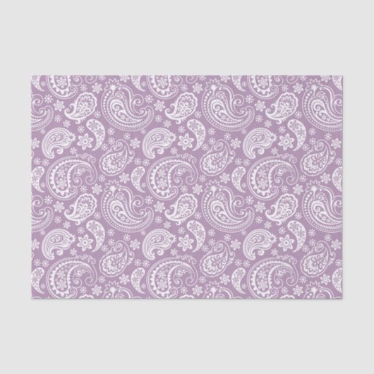 Witte Vintage Paisley over Paarse achtergrond Tissuepapier (Voorkant)