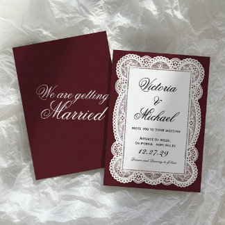 Witte Vintage Papier Kant Romantische Rode Huwelij Kaart