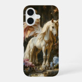 Witte Vintage Pegasus Griekse Mythe Fantasy Kastee iPhone 16 Hoesje (Achterkant)