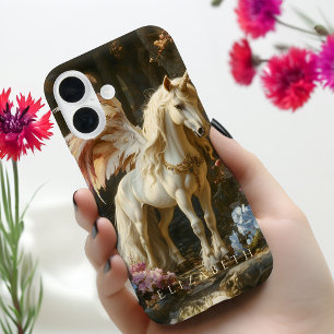 Witte Vintage Pegasus Griekse Mythe Fantasy Kastee iPhone 16 Hoesje