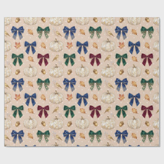 Witte vintage pompoen & fluwelen linten herfst ver cadeaupapier