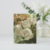 Witte vintage rozen print ansichtkaart briefkaart (Staand voorkant)