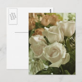 Witte vintage rozen print ansichtkaart briefkaart (Voorkant / Achterkant)