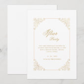 Witte vintage sierlijke gouden lijst script Iftar- Kaart (Voorkant / Achterkant)