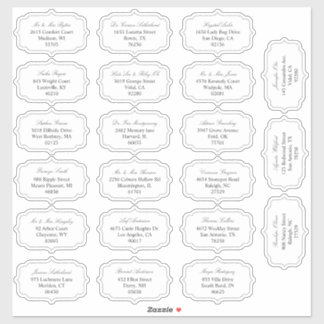Witte Vintage Vorm 21 Huwelijksgastadres Sticker