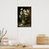 Witte Viola's Bloemenkunst Print Poster (Keuken)