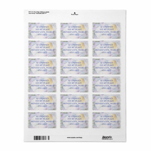 WITTE VIOLEN ADRES ETIKETTEN (Full Sheet)