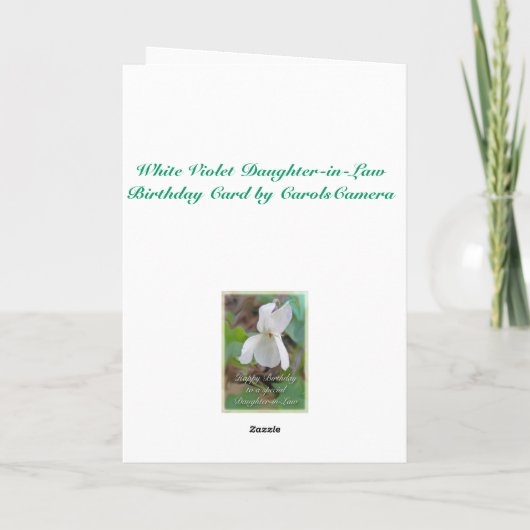Witte Violet schoondochter Verjaardag Kaart (Achterkant)