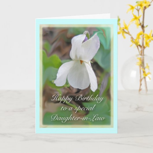 Witte Violet schoondochter Verjaardag Kaart (Gele Bloem)