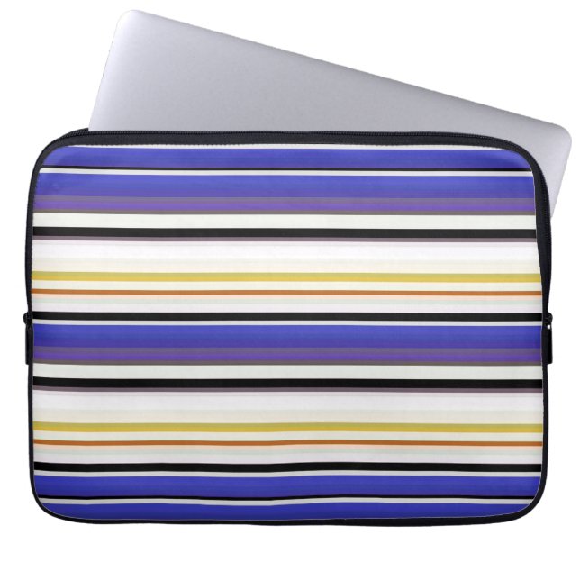 Witte violetstrepen bevestigen laptop sleeve (Voorkant)