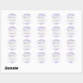 Witte violette lavendel bruiloft bedankt ronde sticker (Vel)