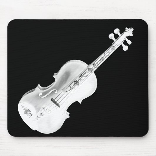 WITTE VIOLIN OP BLACK-MOUSEPAD MUISMAT (Voorkant)
