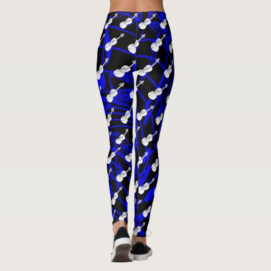 WITTE VIOLIN OP NAVY MUSICNOTES LEGGINGS (Achterkant)