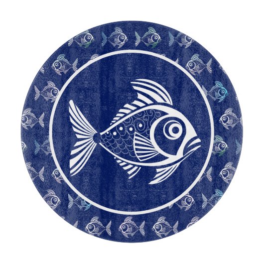 Witte vis in het diepblauwe Zee Snijplank (Voorkant)