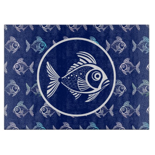 Witte vis in het diepblauwe Zee Snijplank (Voorkant)