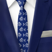 Witte vis in het diepblauwe Zee Stropdas