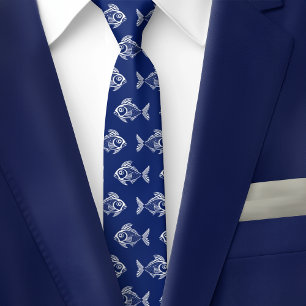 Witte vis in het diepblauwe Zee Stropdas