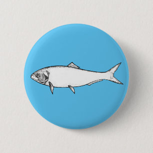 Witte vis ronde button 5,7 cm