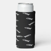 Witte vis skelet botten patroon zwart seltzer blikjeskoeler (Seltzer Voorkant)