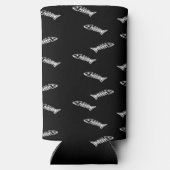 Witte vis skelet botten patroon zwart seltzer blikjeskoeler (Achterkant)