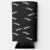 Witte vis skelet botten patroon zwart seltzer blikjeskoeler (Voorkant)