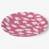 Witte vis zwemmen op roze Zee Papieren Bordje (Gekanteld)