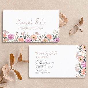 Witte visitekaartje, bloemrijk oranjeroze klassiek visitekaartje