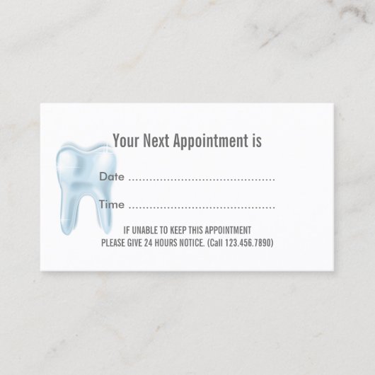 Witte Visitekaartjes voor tandheelkundige benoemin Afsprakenkaartje (Voorkant)