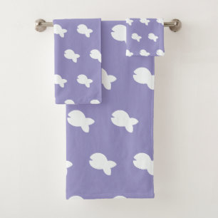 Witte Visje Visje Kinderen Lavendel Bad Handdoek
