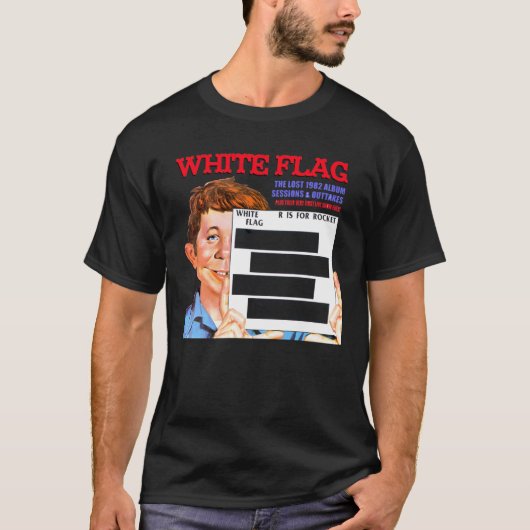 Witte vlag R IS VOOR ROCKET LP donkere achtergrond T-shirt (Voorkant)