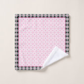 witte vleermuis op chic French roze and black Bad Handdoek (Wasdoekje)