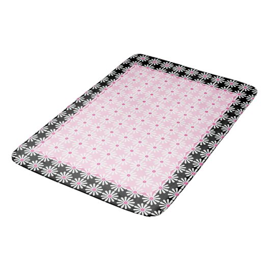  witte vleermuis op chic French roze and black Badmat (Gekanteld)