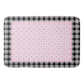  witte vleermuis op chic French roze and black Badmat (Voorkant)