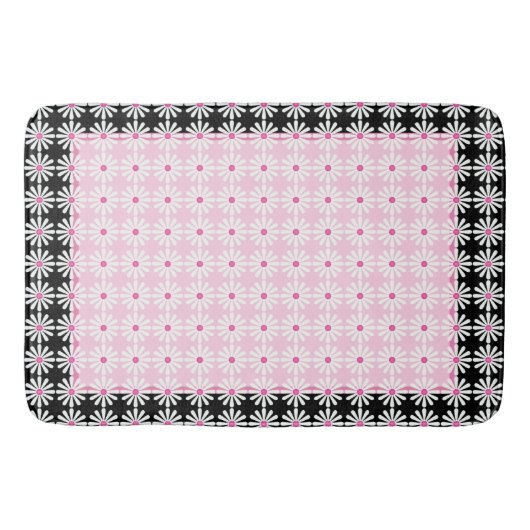  witte vleermuis op chic French roze and black Badmat (Voorkant)