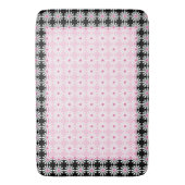  witte vleermuis op chic French roze and black Badmat (Voorkant Verticaal)