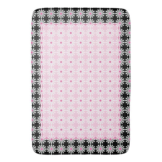  witte vleermuis op chic French roze and black Badmat (Voorkant Verticaal)