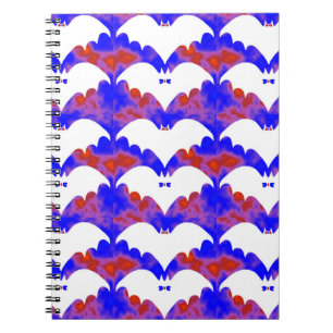 Witte vleermuizen en zwaaien Blauw roze Notitieboek