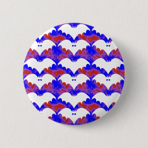 Witte vleermuizen en zwaaien Blauw roze Ronde Button 5,7 Cm